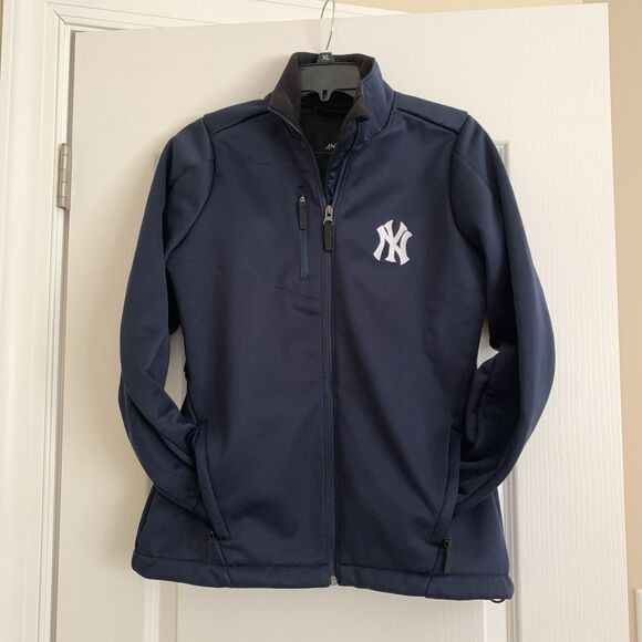 New York Yankees Womens Jacket Blue Sz Small Antigua Lightweight Water Resistant - Picture 2 of 14